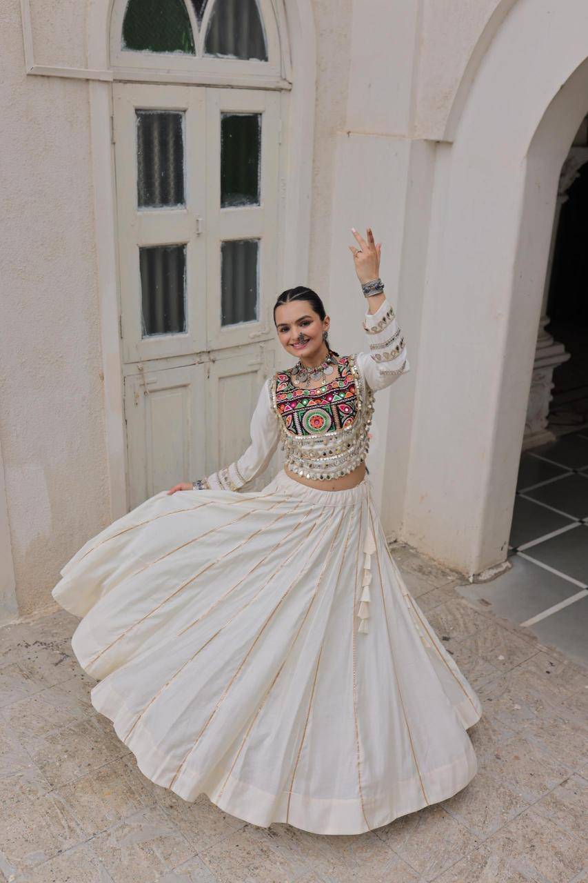 NAVRATRI LW 7145 Roman White Indian lehenga choli wholesale supplier